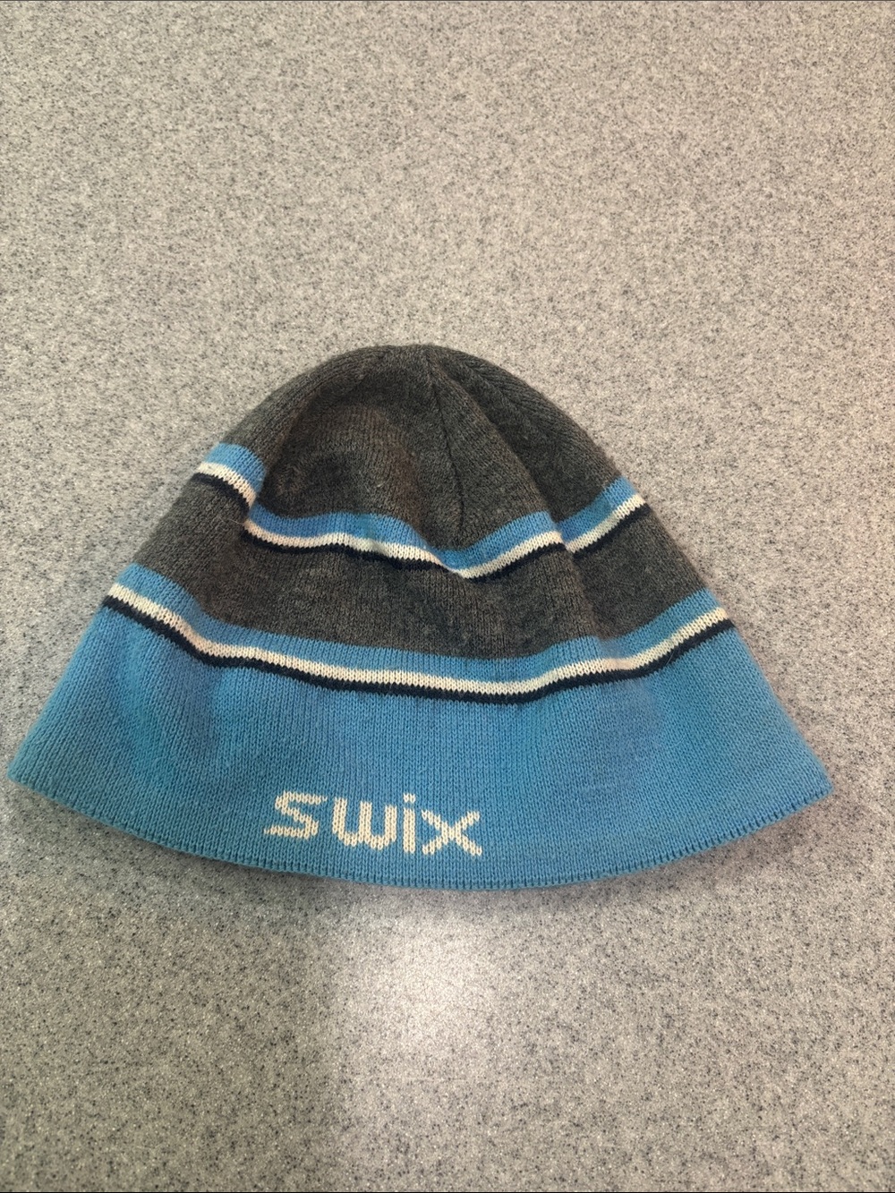 Swix Blue & Gray Striped Knit Beanie